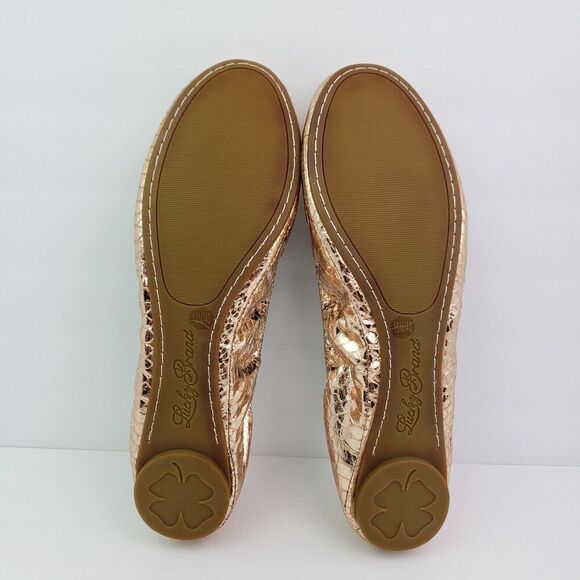 Lucky Brand Womens Sz 10 Rose Gold Snake Pattern Slip On Ballet Flats Shoes - Picture 6 of 13
